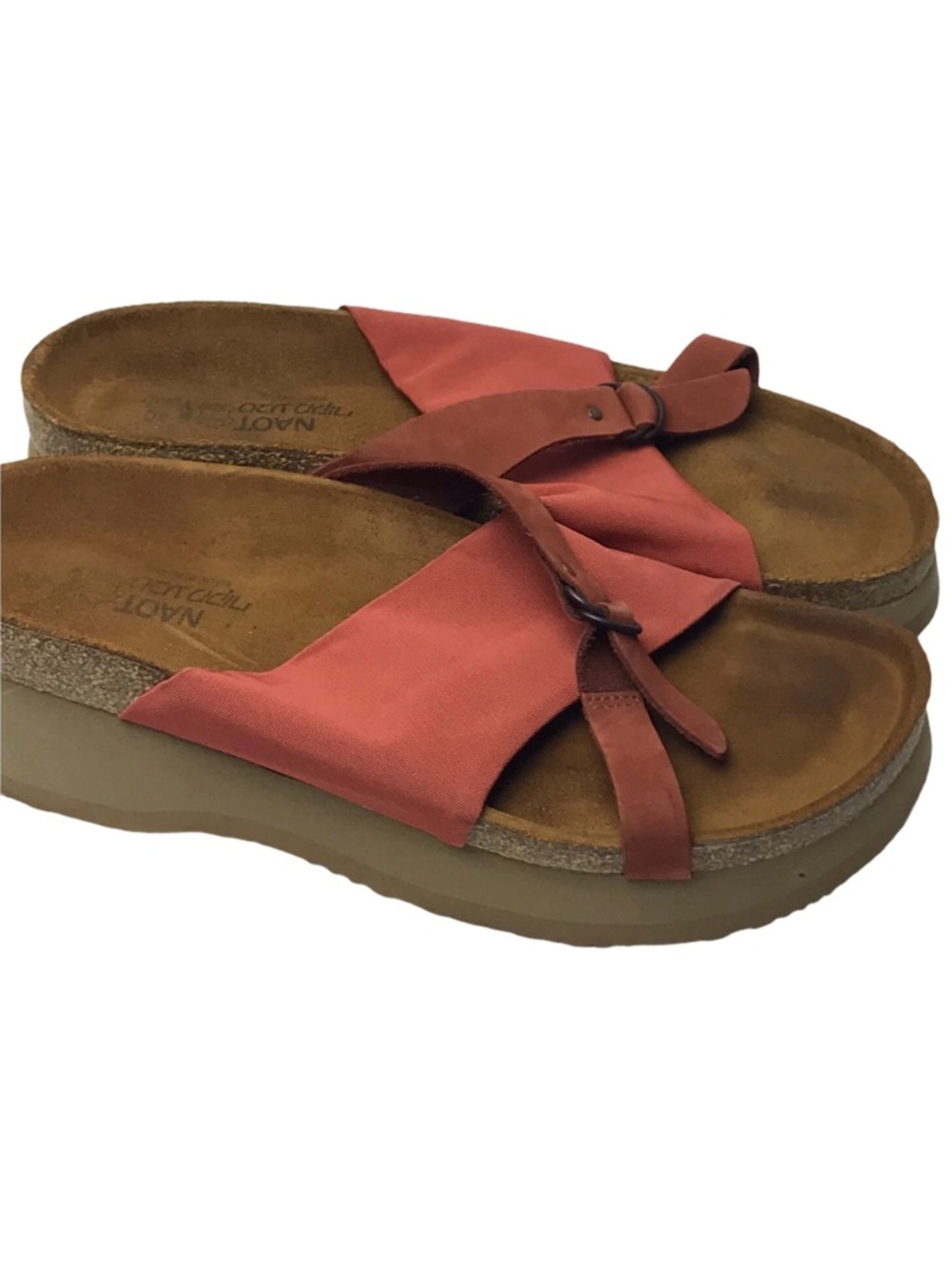 NAOT Women’s Red Platform Cris Cross Buckle Leather Sandals LIKE NEW 39 // 8